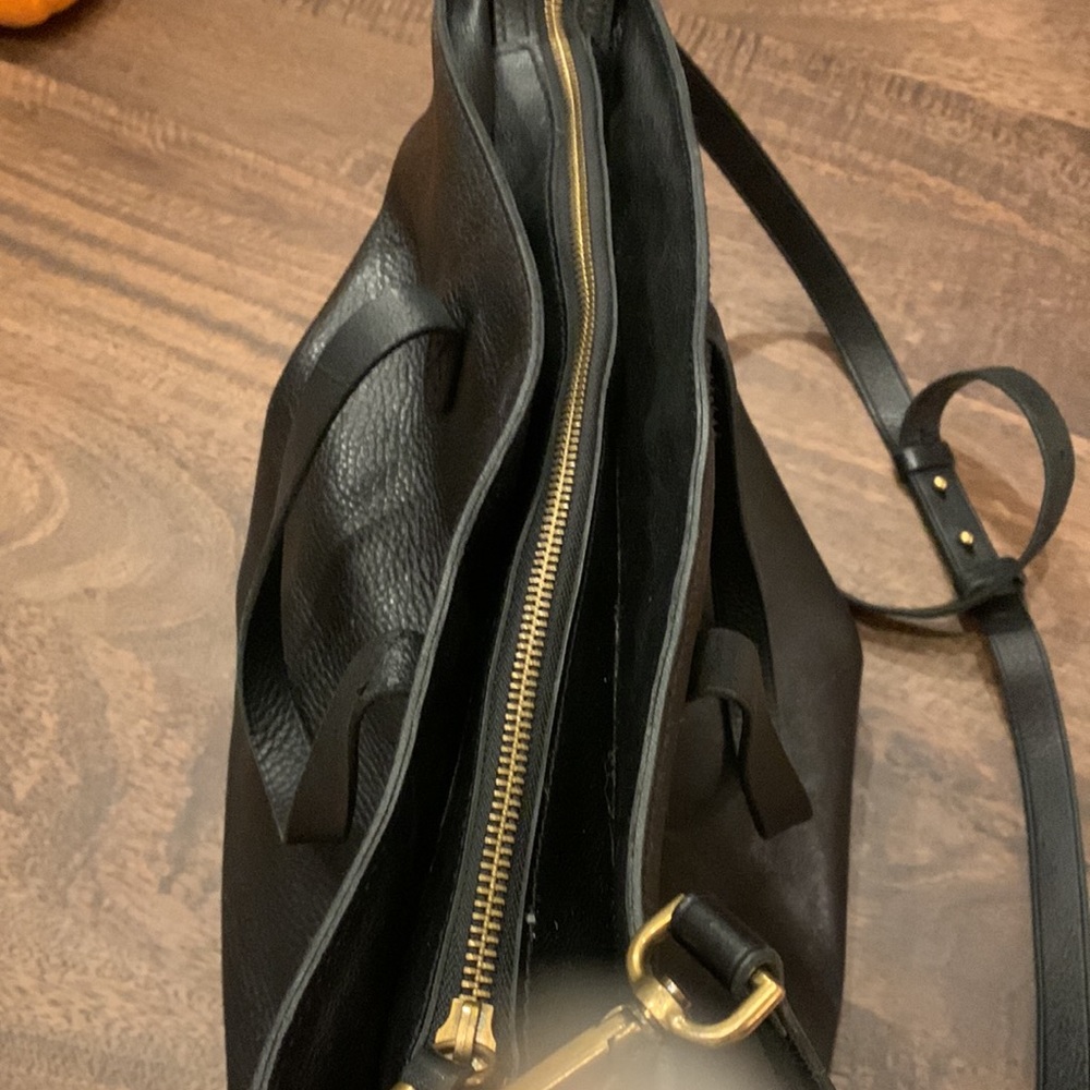 Madewell Zip-top Transport Carryall Crossbody Bag Black Leather